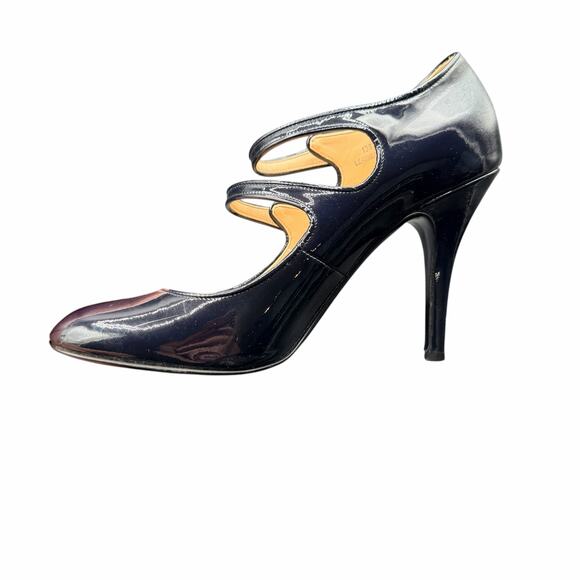 J.Crew Mona Navy Patent Leather Double-Strap Mary Jane Heels Sz 8 - Picture 10 of 12
